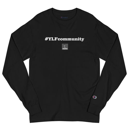 10 Years of YLF: Retro #YLFcommunity Logo Unisex Champion Long Sleeve Tee